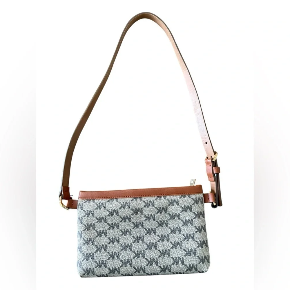Michael Kors Brown Leather Trim Monogram Canvas